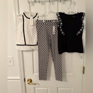 Janie and Jack Girls 3 piece matching set black and white pattern Size 7 NWT